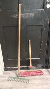garden rake and brush