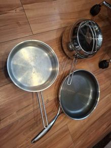 Large Cooking Saucepan and Two Large Frying Pans