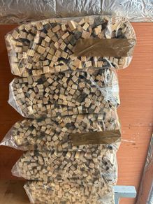 kindling fresh bags 2.50 just made bone dry very neat equal kiln dried timber straight from a sawmill