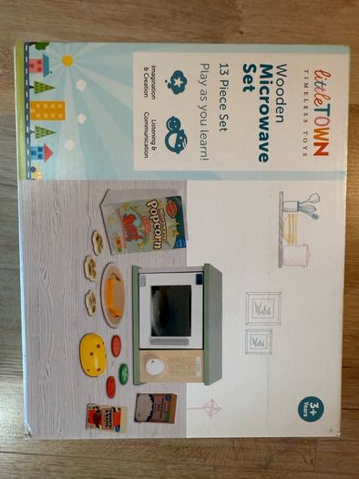 Little town wooden microwave set for toy kitchen