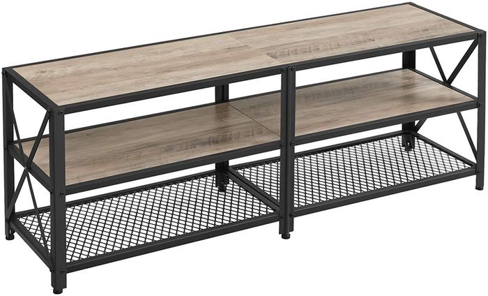 TV Cabinet, TV Table, Lowboard for TVs up to 60 inches, TV Cabinet with Shelves, Steel Frame, TV Shelf for Living Room, Bedroom, Greige-Black