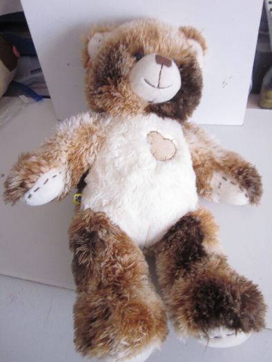 Build a Bear Champ Brown Calico Bear Heart Patch Plush Toy