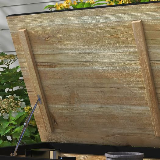 Garden Storage Box, 121 Liters, 2 Wheels, Weatherproof, Metal Frame, Natural Wood, 100x50x43 cm