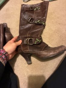 faith brown leather boots