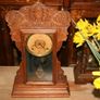 Antique Mantel Clock made by Waterbury AMERICAN GINGERBREAD CLOCK Carved Oak Case 59 x 35cm works well Image 2