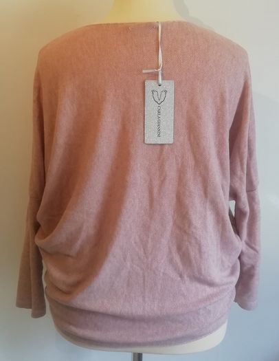 Carla Giannini Women's Angora Mix Top With Heart & Stars New With Tag Salmon Pink