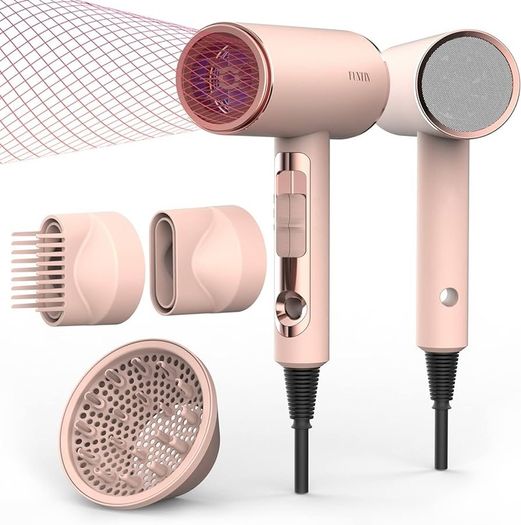 NEW SALE | 2200W Hair Dryer with Diffuser Brush Nozzle Ionic Blow Dryer Powerful Baby Pink
