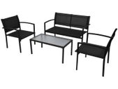 4 Piece Garden Lounge Set Textilene Black