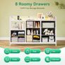 Chest of Drawers with Charging Station and LED Light, Dresser TV Stand with 8 Fabric Drawers Image 5