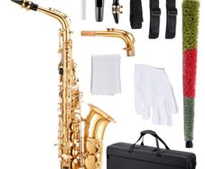Alto Saxophone E-Flat Beginner Brass Saxophone Kit with Case (23 Keys)