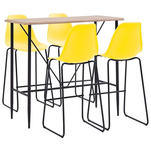 5 Piece Bar Set Plastic Yellow