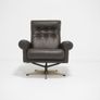 Vintage Brown Leather Swivel Armchair, Denmark, 1970s. Image 6