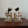 Vintage Asian Hand Painted Pottery Bookends Image 4