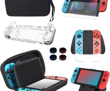 Case Compatible with Nintendo Switch,14 in 1 Case & Accessories Kit ,Comes Carrying Case , Screen Protector, Joy-Con Controller Case, Thumb Grip Caps, Adjustable Stand, Portable Strap (FREE POSTAGE)