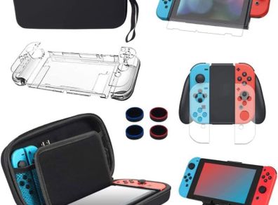 Case Compatible with Nintendo Switch,14 in 1 Case & Accessories Kit ,Comes Carrying Case , Screen Protector, Joy-Con Controller Case, Thumb Grip Caps, Adjustable Stand, Portable Strap (FREE POSTAGE)