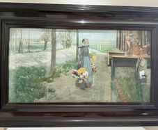 Antique Framed Reproduction of George Hitchcock (Flower Girl in Holland)