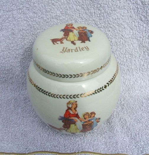 YARDLEY LONDON (Old English Lavender) - a vintage ginger jar with Yardley name and images (1960's / 1970's)