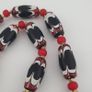 Antique Venetian Style Black Trade & Red Venetian Whiteheart Glass Beads Necklace Image 7