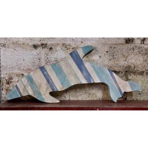 Handmade Wooden Dolphin Large  Blue & White  KAS391