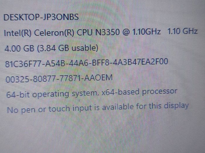 Acer Aspire 3 A315-31 Series, Model N17Q2, Intel Celeron CPU N3350, 1.1Ghz, 4GB Ram, 128GB HDD, Windows 10, Microsoft Edge, Chrome and VLC