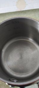 C CROFTON 20 / 16 stainless steel copper plated saucepan featuring internal volume measurement markings. .0.3 L.
