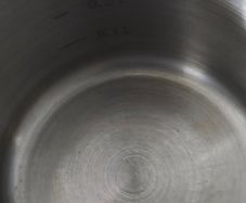 C CROFTON 20 / 16 stainless steel copper plated saucepan featuring internal volume measurement markings. .0.3 L.