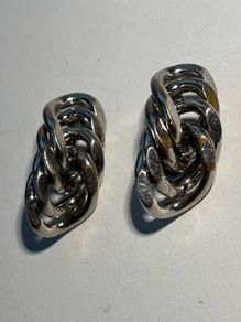 Vintage silver tone chain link earrings