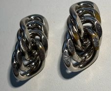 Vintage silver tone chain link earrings