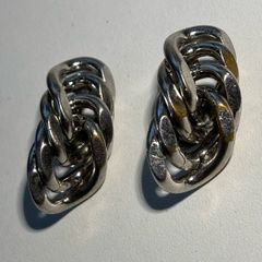 Vintage silver tone chain link earrings