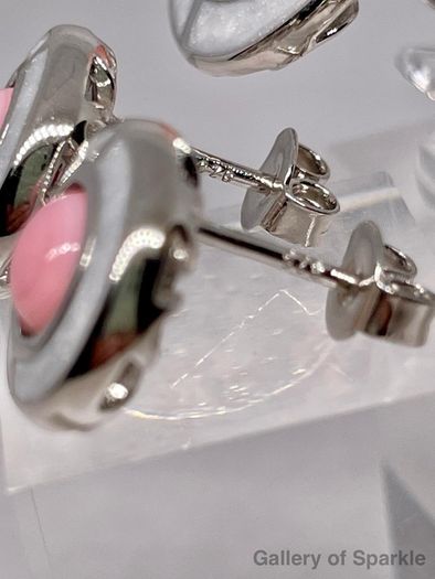 Queen Conch Shell Ring and  Stud Push Post Earring in Rhodium Overlay Sterling Silver