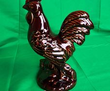 Vintage Dartmouth Pottery Brown Shiny Glaze Rooster Cockerel Chicken Figurine