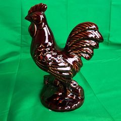 Vintage Dartmouth Pottery Brown Shiny Glaze Rooster Cockerel Chicken Figurine