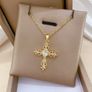 Cross Crucifix Crystal Gold Tone Pendant Necklace Image 3