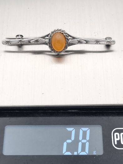 Vintage Carnelian Silver Bar Brooch