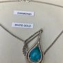 9ct White Gold 0.10ct Diamond and Blue Topaz Teardrop Pendant Image 2