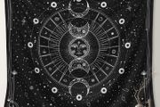 Tapestry for Bedroom Aesthetic, Sun Moon Star Large Astrology Wall Hanging, Black White Psychedelic Room Decorations, Mystic Wall Decoration for Home Bedroom, Living Room, Dorm 130x150cm (FREE POSTAGE)