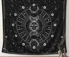 Tapestry for Bedroom Aesthetic, Sun Moon Star Large Astrology Wall Hanging, Black White Psychedelic Room Decorations, Mystic Wall Decoration for Home Bedroom, Living Room, Dorm 130x150cm (FREE POSTAGE)