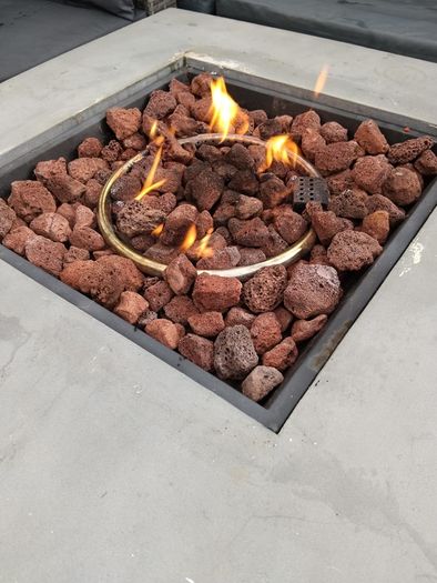 9 seater Grey Rattan Set & Gas Fire Pit