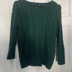 H&M green cable knit jumper size XS