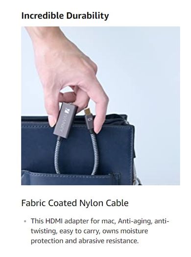 iVanky Mini Display Port Thunderbolt to HDMI (Video-Audio) TV Nylon Braided Adapter Cable (Gold-Plated) (Brand New/Warranty)