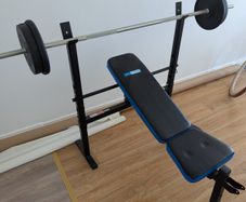 Adjustable Weight Bench with Barbell and Plates
