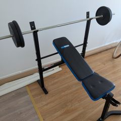 Adjustable Weight Bench with Barbell and Plates