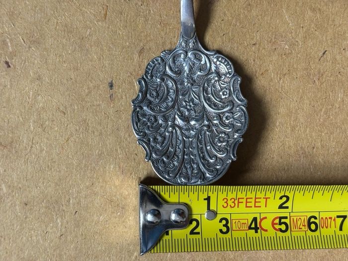 Antique detailed Repousse silver-plated jam spoon