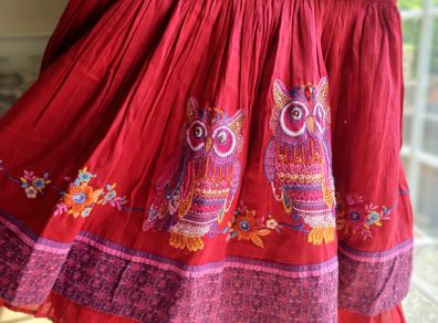New Tags Beautiful Monsoon Girls Red Embroidered Beaded Skirt 12 to 13Yrs