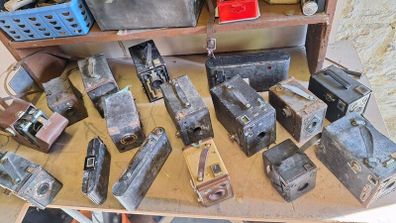 Collection of old cameras