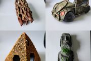 aquarium ornaments - Car, Log, Easter Island, Pyramid