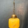 Art Deco Floral Glass & Brass Pendant Lamp Image 7