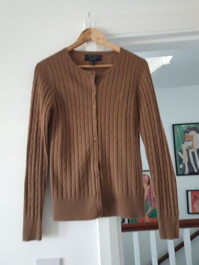 Gant Wool Rich Cable Knit Cardigan Size Medium