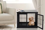 66cm/26'' Wooden Decorative Dog Cage Pet Crate Double Door Small Animal with Tabletop, Black