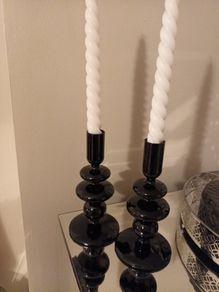 Contempory candlesticks & candles one remaining